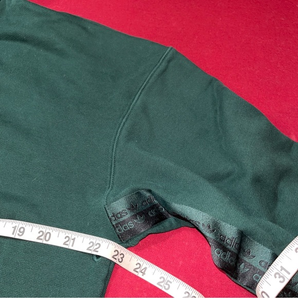 Adidas dark Green Sweatshirt arm tape Hoodie Mens Vented Trefoil Pocket Cotton S - Picture 14 of 16